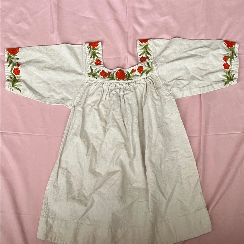 Vintage White Dress with beautiful Floral Embroidery